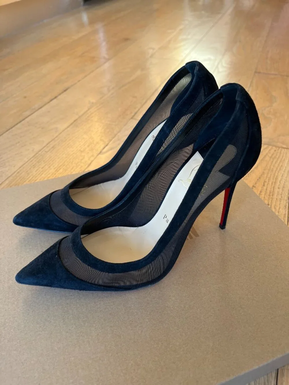 Christian Louboutin Galaviti 100 Suede and Mesh Pumps, 38.5